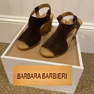 Barbara Barbieri Brown Suede Leather Wedge Sandals